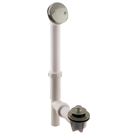 Westbrass White 1-1/2" Tubular Pull & Drain Bath Waste in Stainless Steel 597244-20